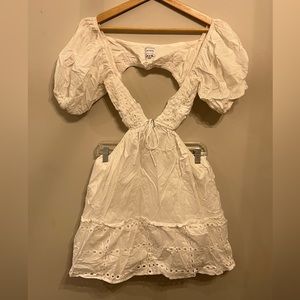 Sabo Skirt embroidered cutout dress, white, small